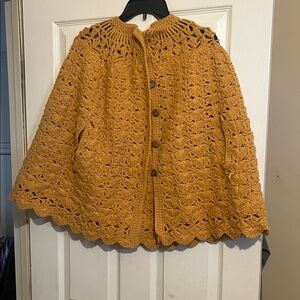 Vintage Crochet Button-Up Cape